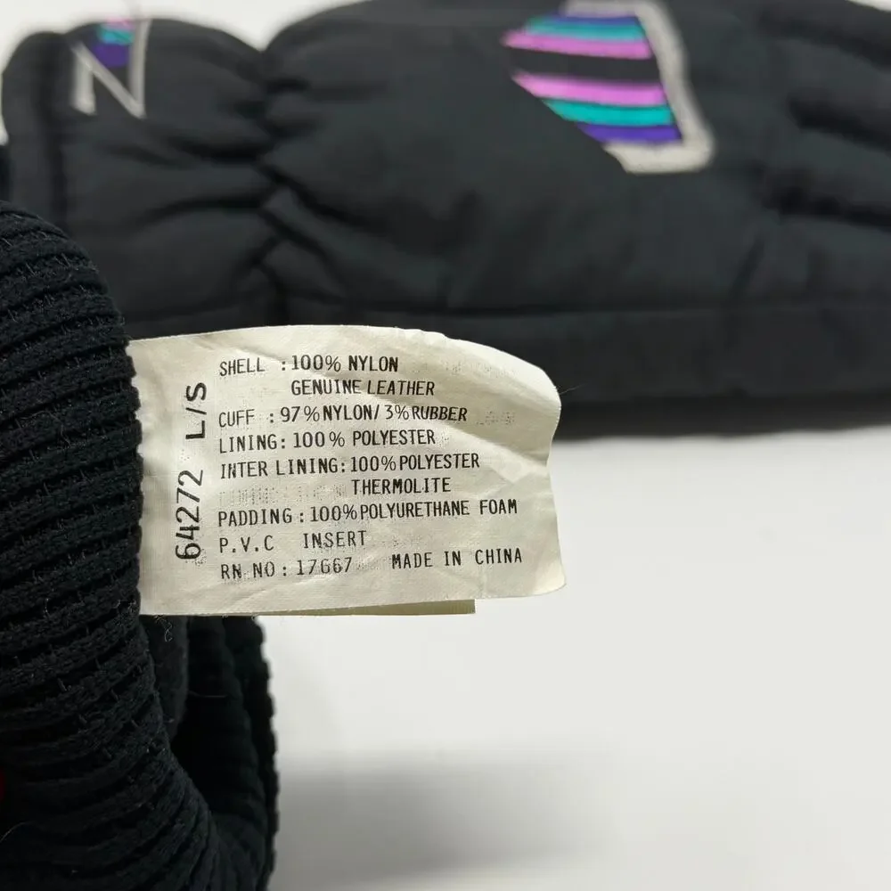 Vintage Zero Thermolite Ski Gloves Leather Palm S Black